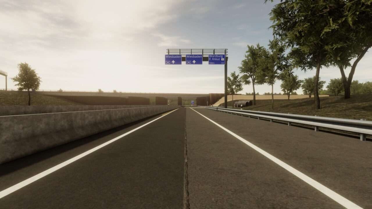 Highway with PBR materials, for driving simulations