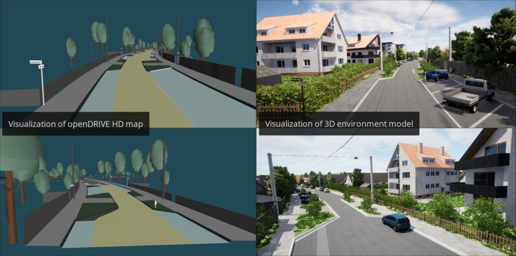 Stuttgart Vaihingen digital twin 3D simulation environment generated from HD maps